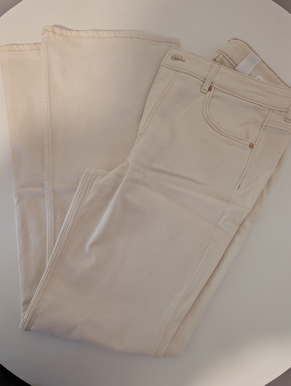 Women's H&M White High Waist Boot Cut Denim Jeans Size 12 New With Tags